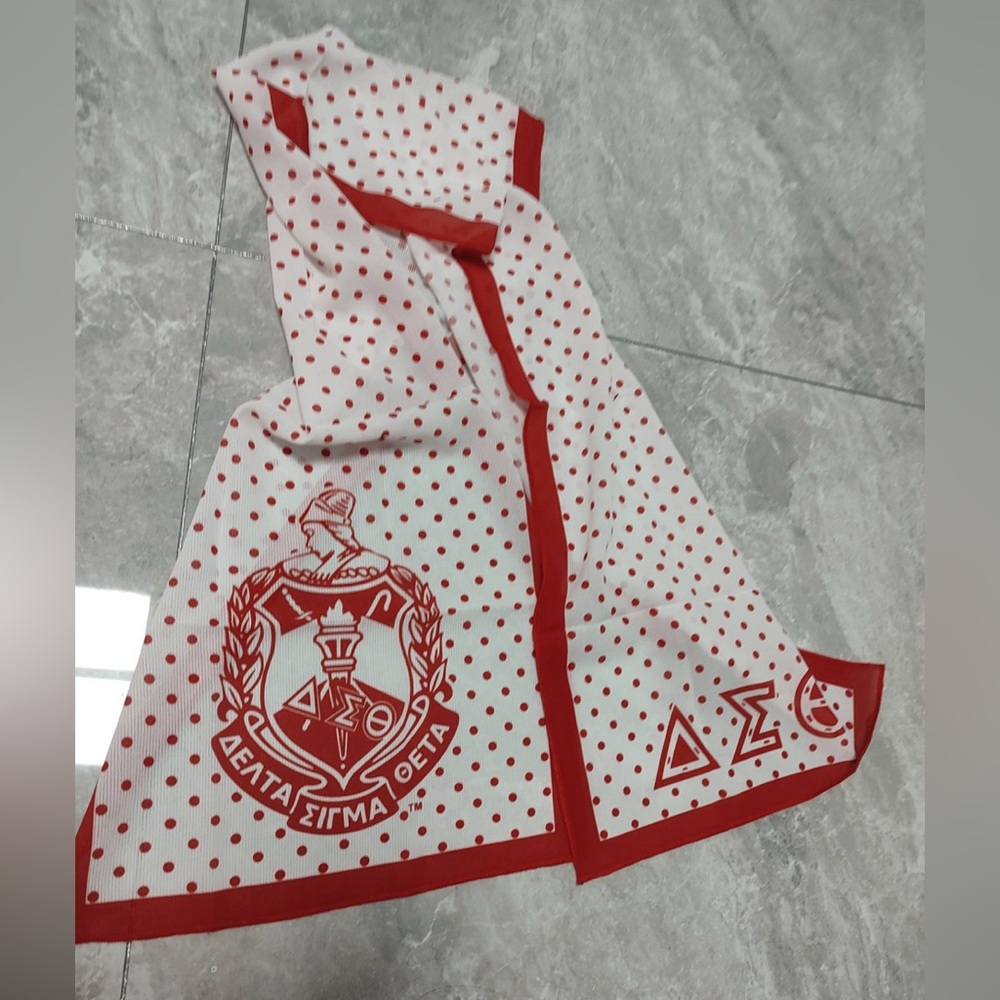 Delta Sorority Red and White Polka Dot Scarf